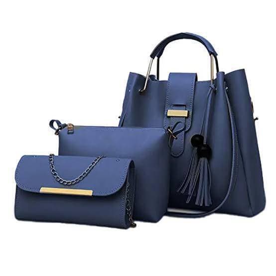 3 In 1 Piece Hand Bag For Women - Blue