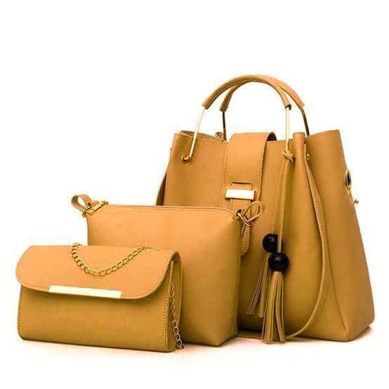 3 In 1 Piece Hand Bag For Women - Yellow