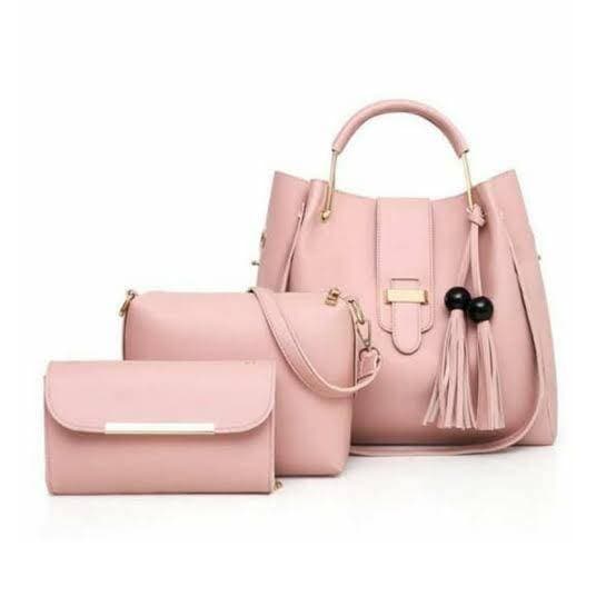 3 In 1 Piece Hand Bag For Women - Pink