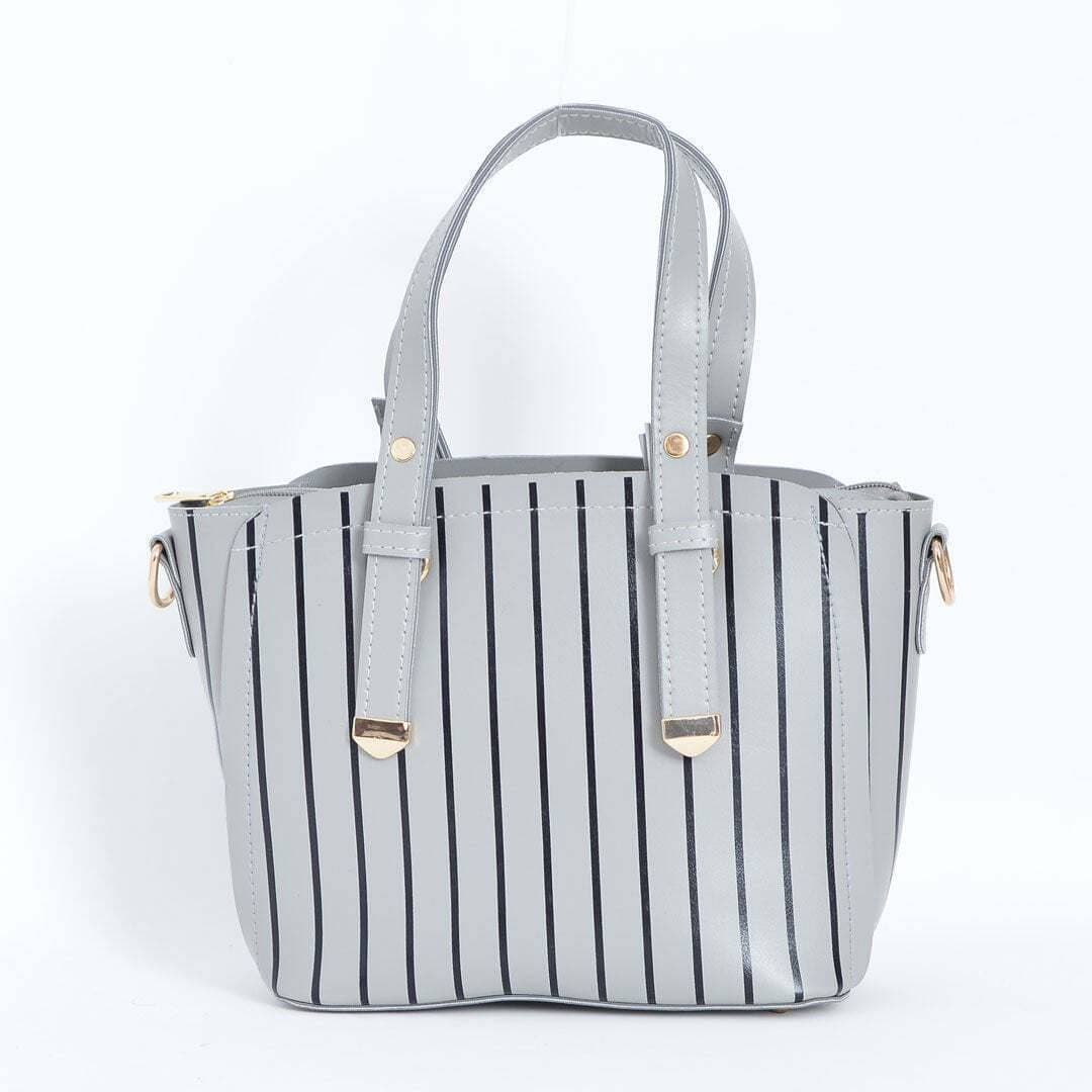 Black Line Trendy Cary Tote Bag For Women - Grey