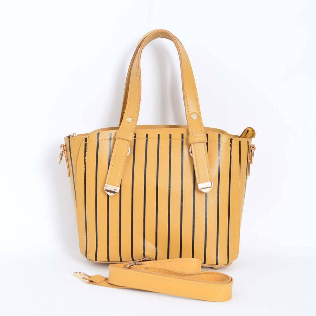 Black Line Trendy Cary Tote Bag For Women - Yellow