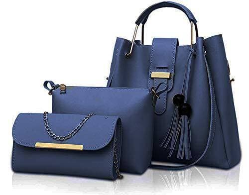 Vintage 3 In 1 Piece Blue Handbag
