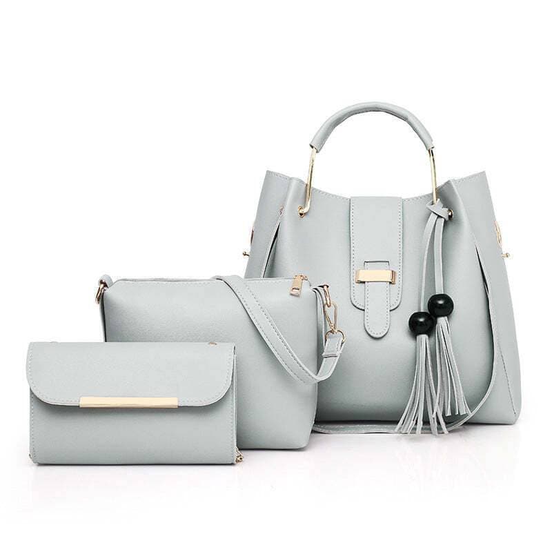 Vintage 3 In 1 Piece Grey Handbag