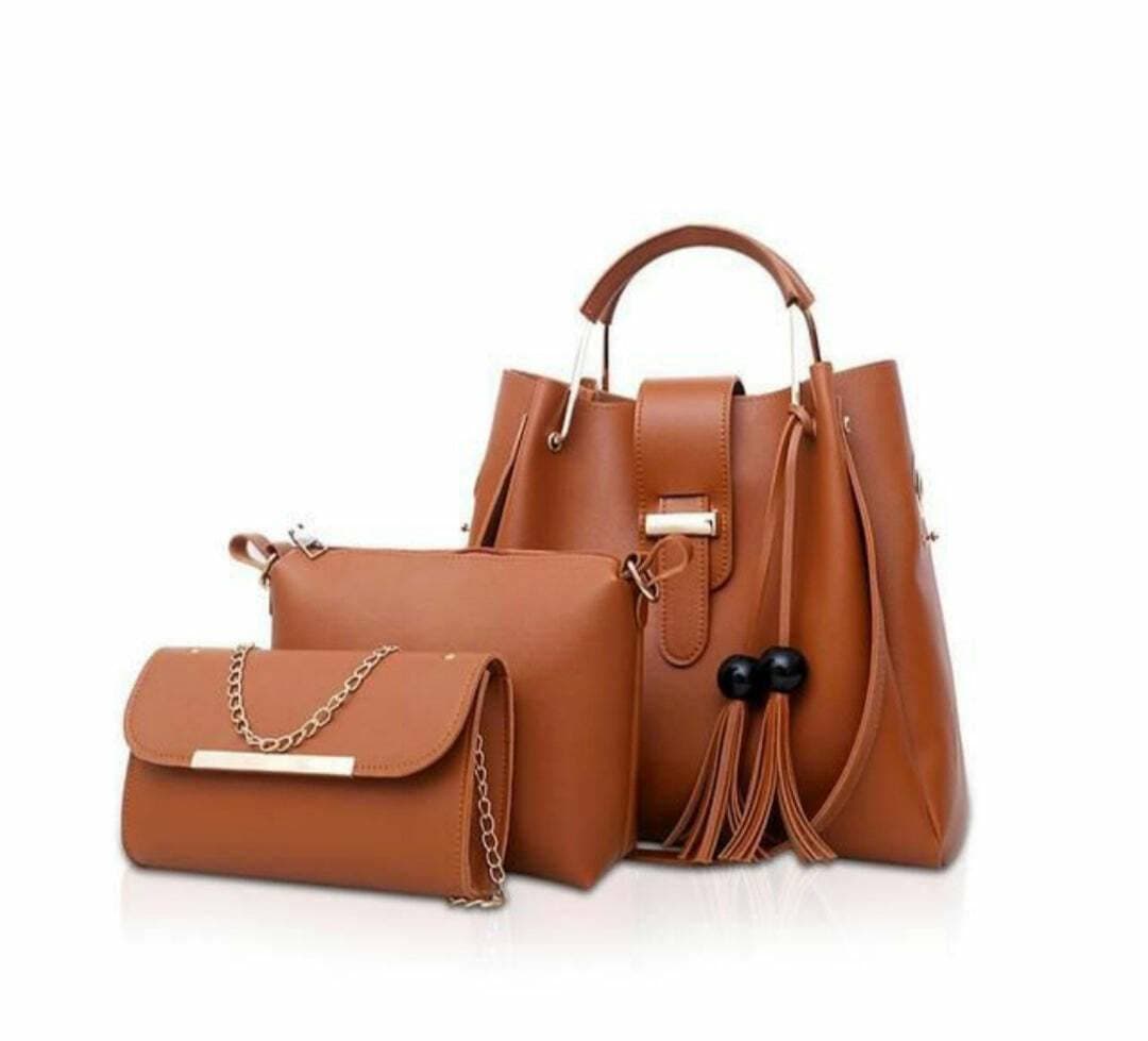 Vintage 3 In 1 Piece Brown Handbag