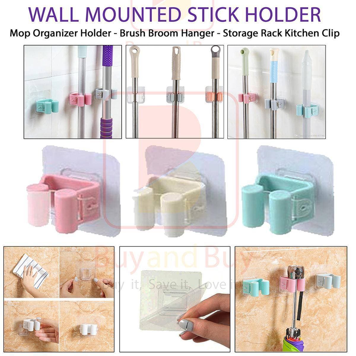 Wall Mounted Mop Organizer Stick Holder