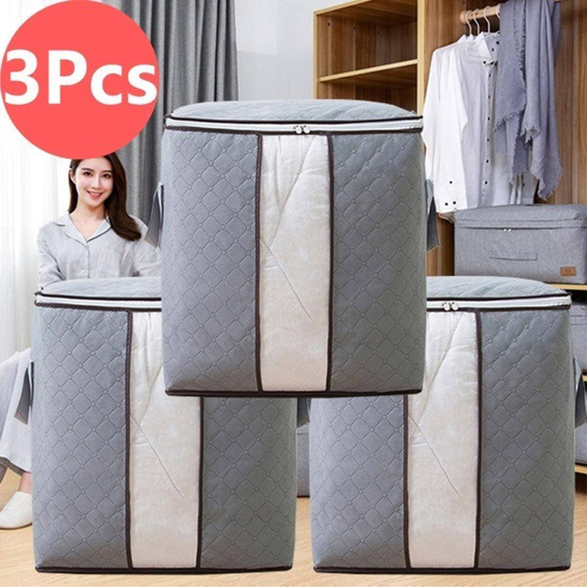 Pack Of 3 - Portable Bamboo Clothes Blanket Large Folding Bag
