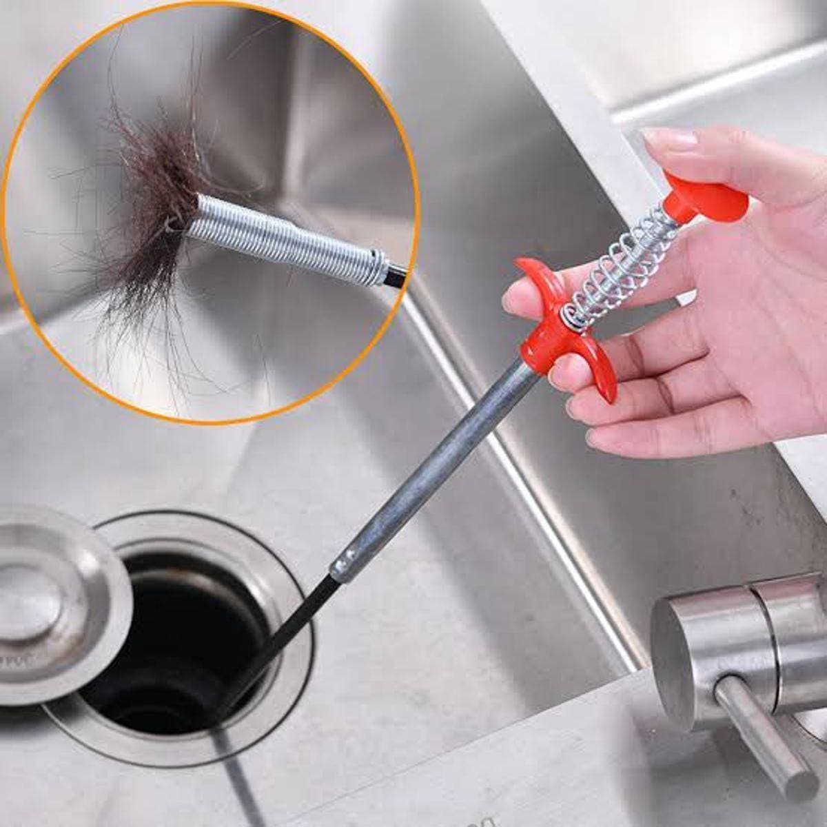 Metal 85Cm Flexible Wire Brush Hand Kitchen Sink Cleaning Hook
