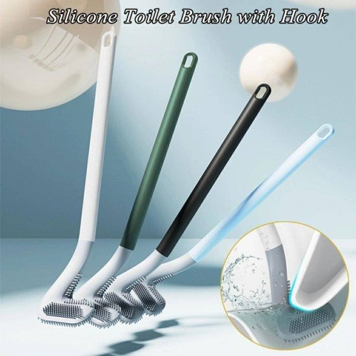 Toilet Brush Flexible Silicone Bristles Rubber Golf Handle