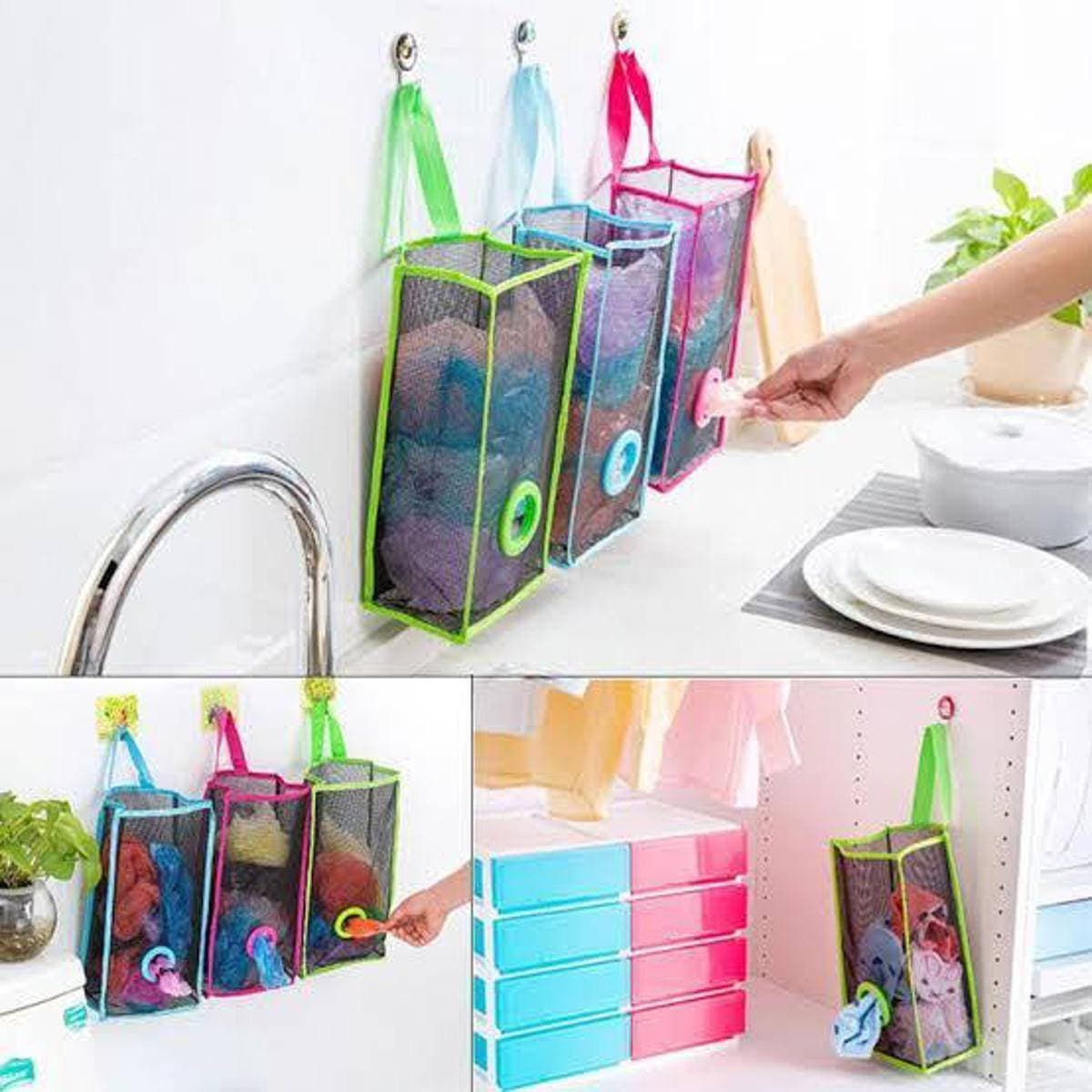 Plastic Shopping Bag Storage Basket