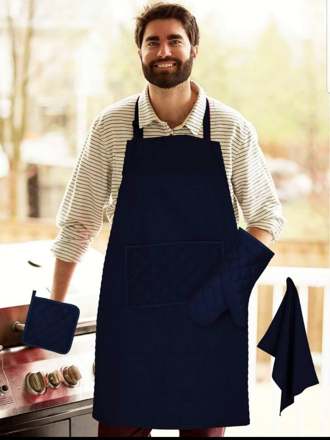 Dixy Blue Apron Set - 4 PCS