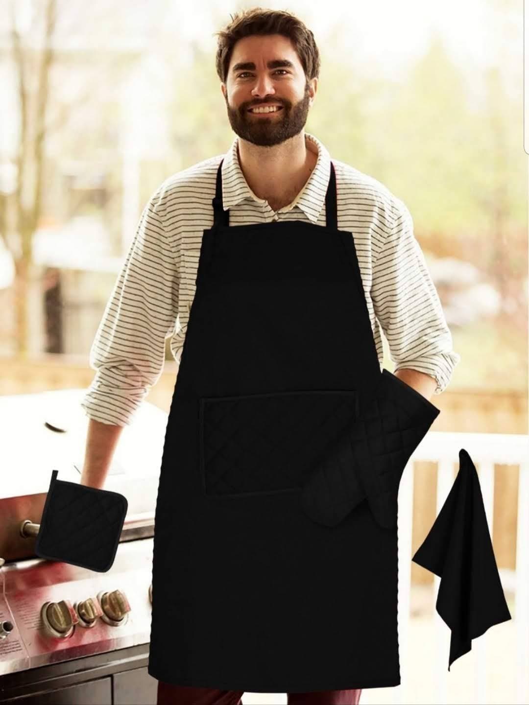 Dixy Black Apron Set - 4 PCS