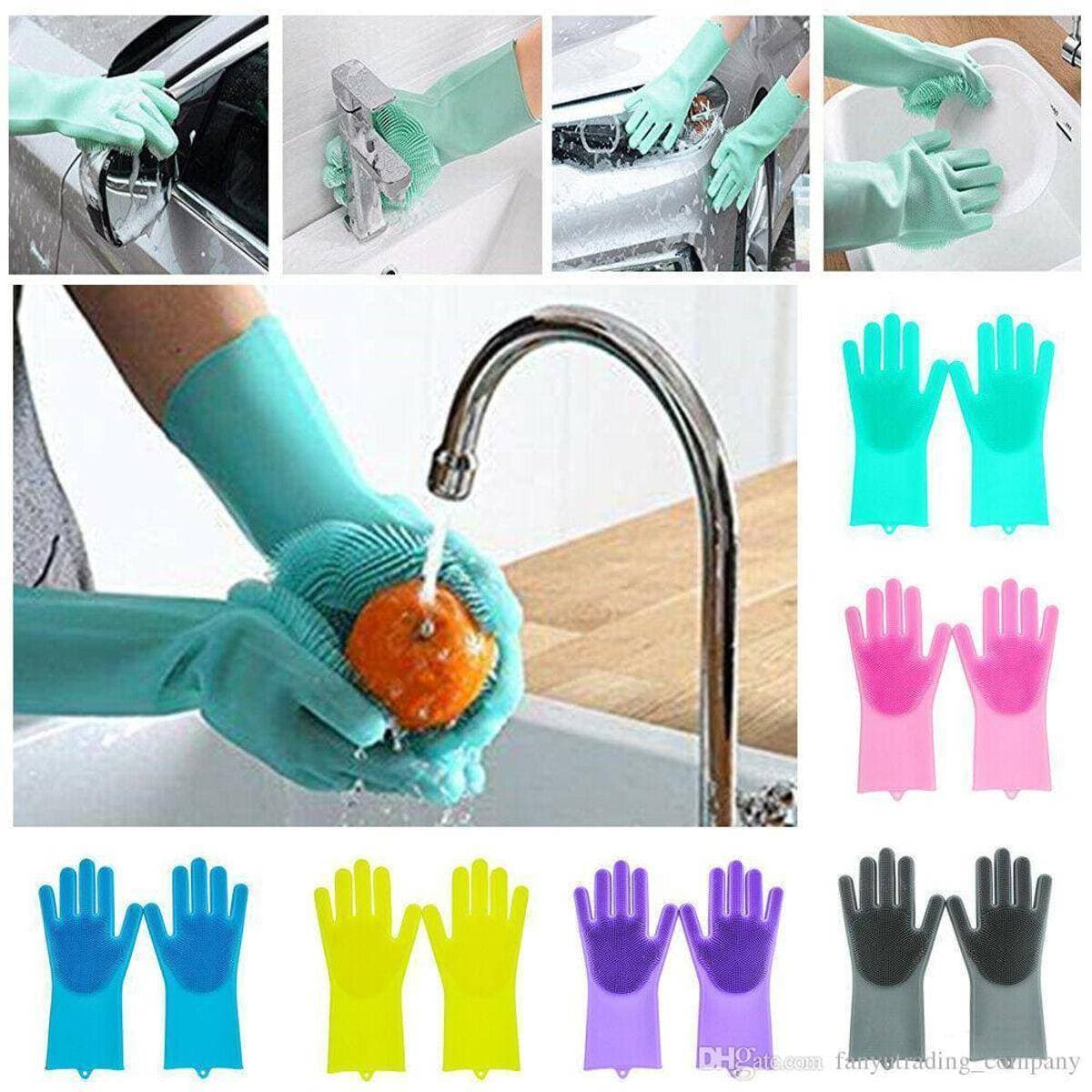 Magic Dish Washing Gloves With Scrubber