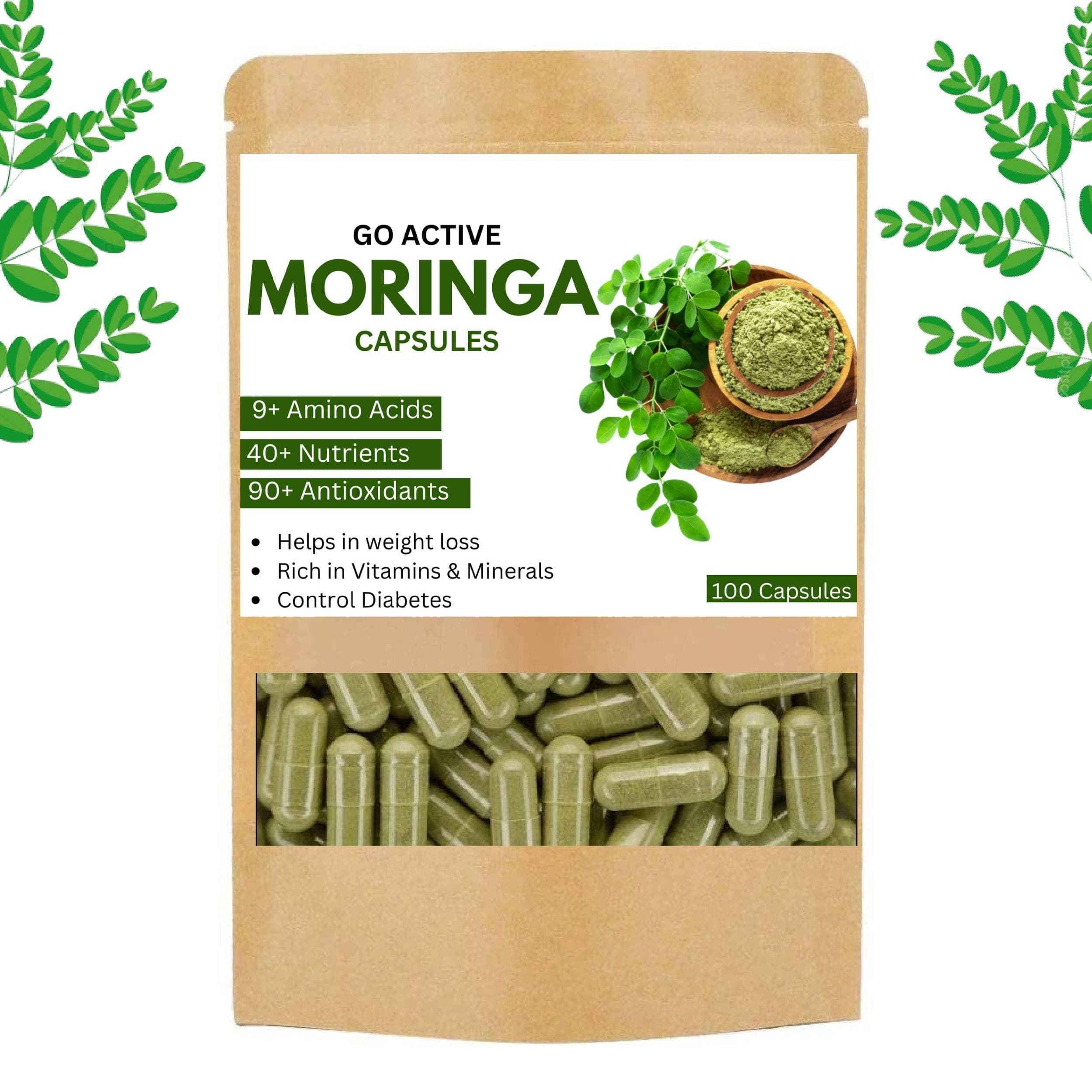 Go Active 100 Moringa Oleifera Leave Extract Pills - 100% Pure and Organic - Best for Weight Loss