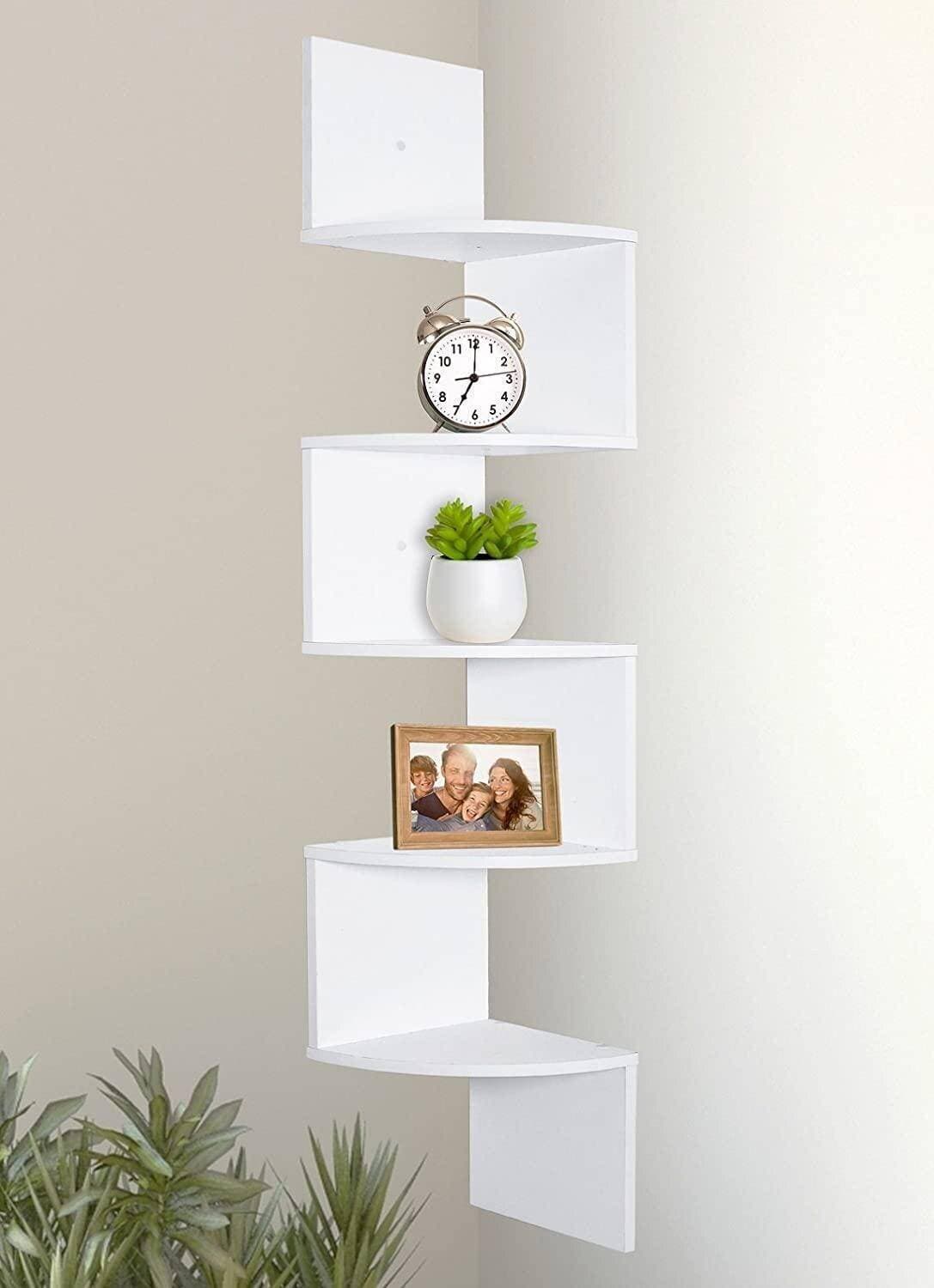 5-Tiers Diy Elegant Zig Zag Large Mount Corner Wall Shelf