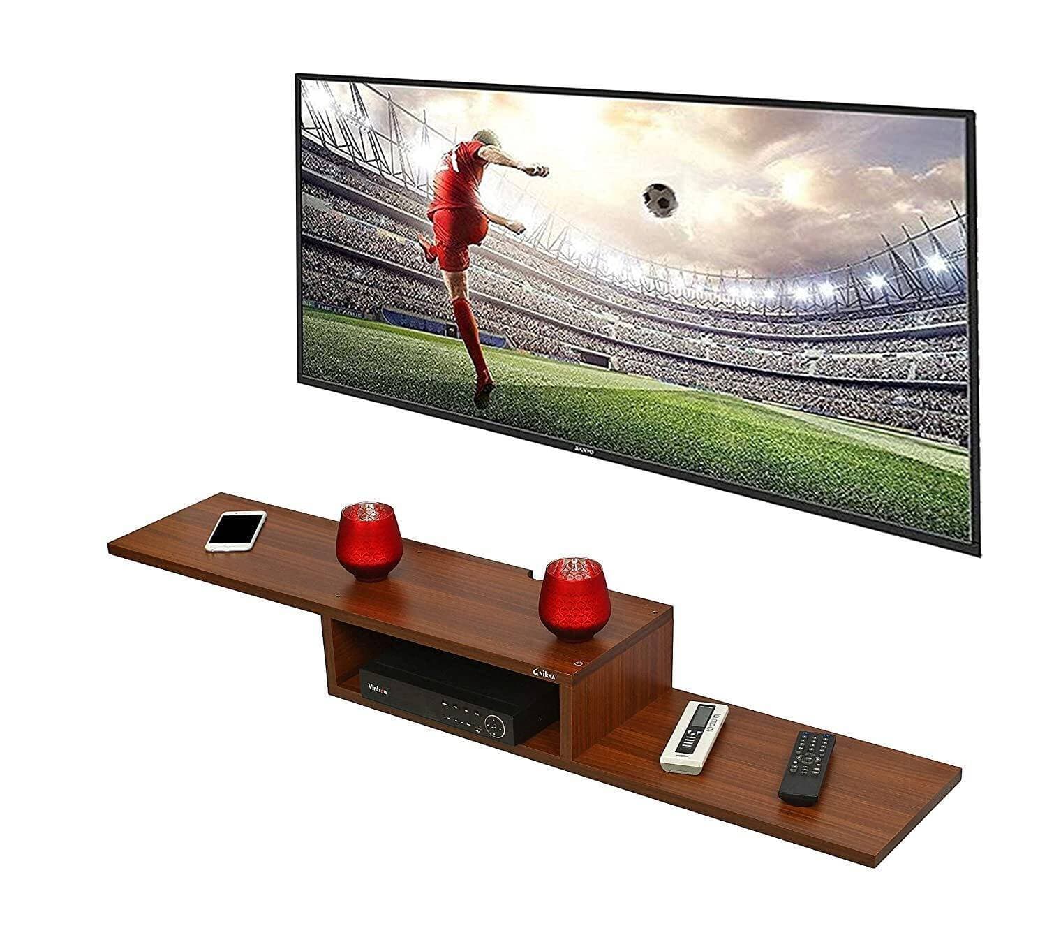 2 Tier Diy Wooden Tv Entertainment Unit Wall Set Top Box Shelf Stand