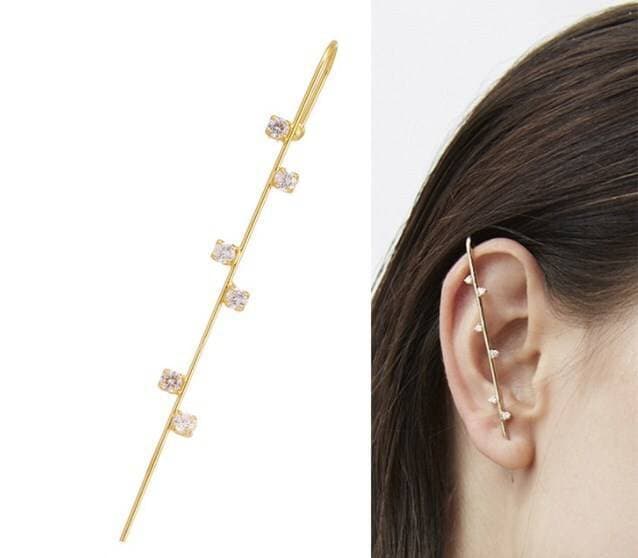 EN Bohemian Wedding Ear Wrap Crawler Crystal Studs Earrings