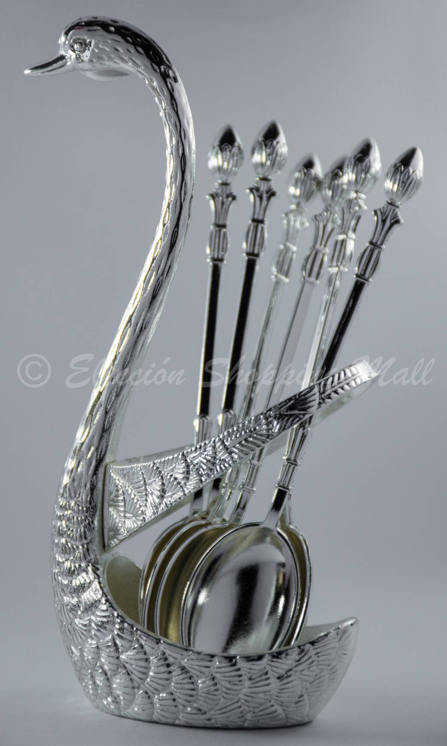 Silver Stainless Steel Swan Base Dinnerware Fruit/Dessert/Coffee/Baby Flatware Spoon Set