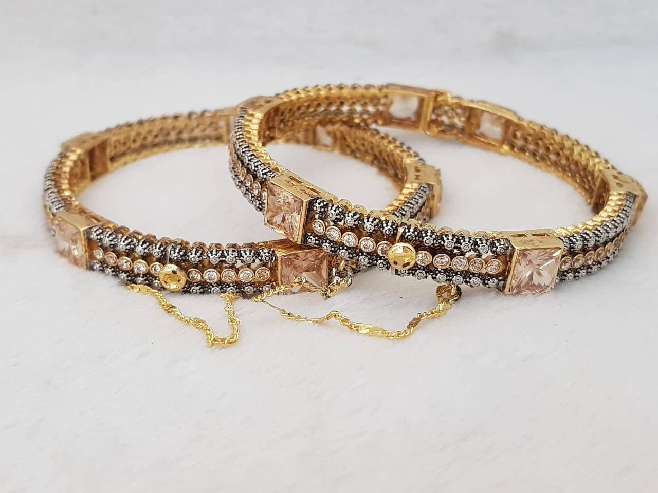 Gold Plated Golden Kundan Kara's Pair
