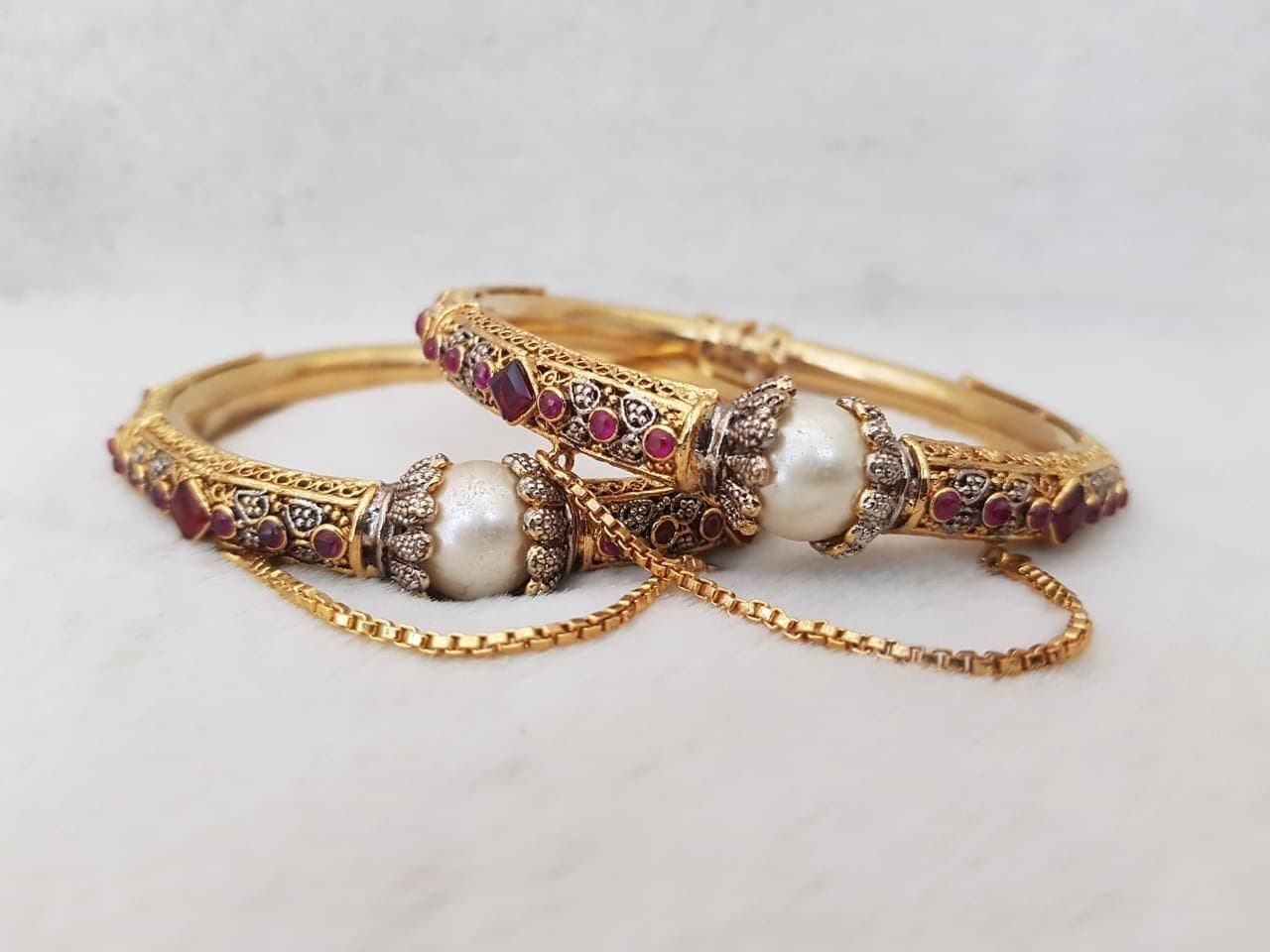 Gold Plated Ruby Kara's Pair