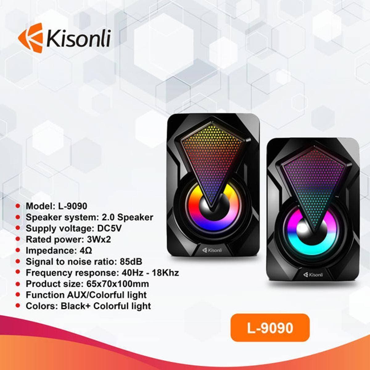 Kisonli L9090 Colorful RGB Lights Wired Computer Speakers
