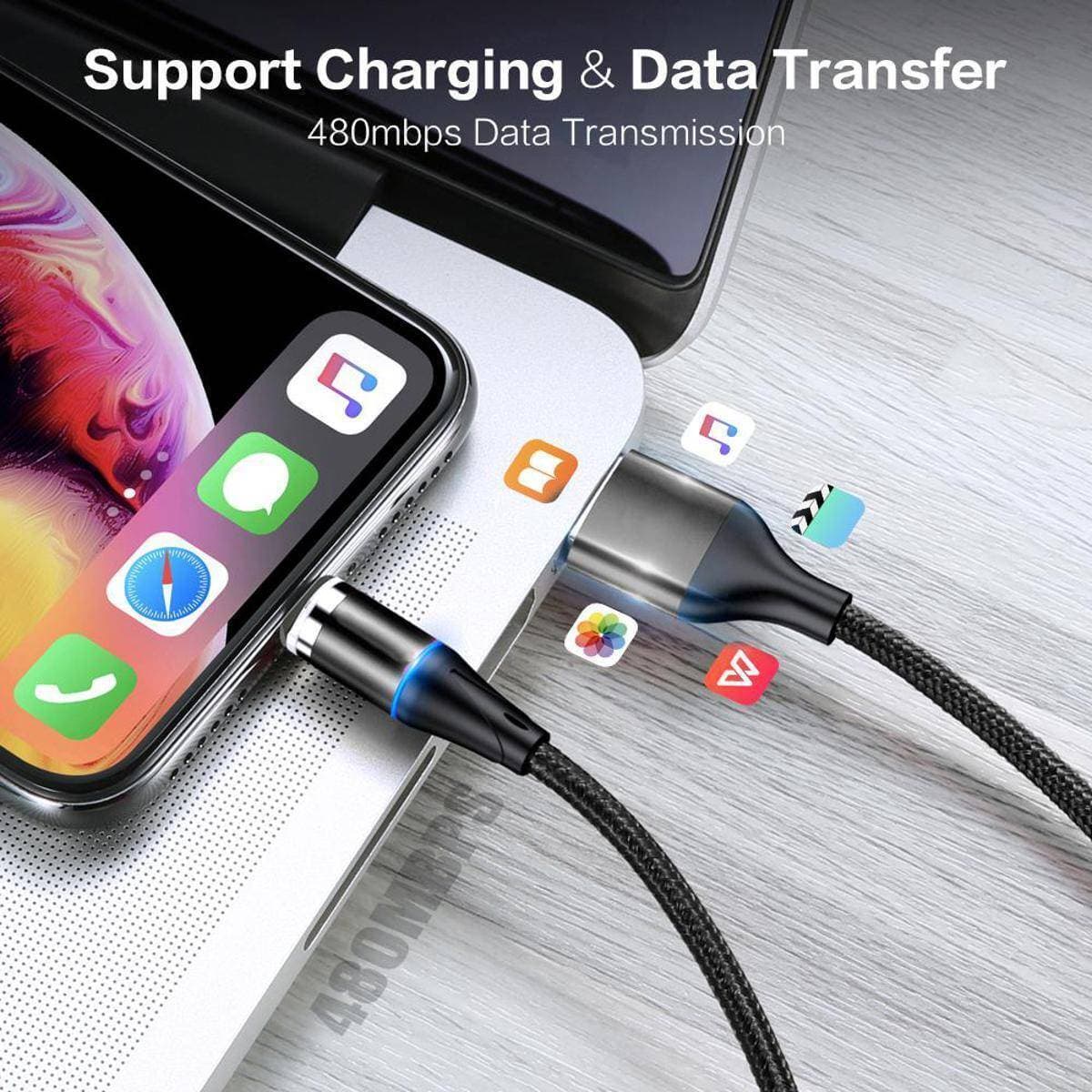 Original QC 3.0 Magnetic Fast Type C Charging Cable - Black