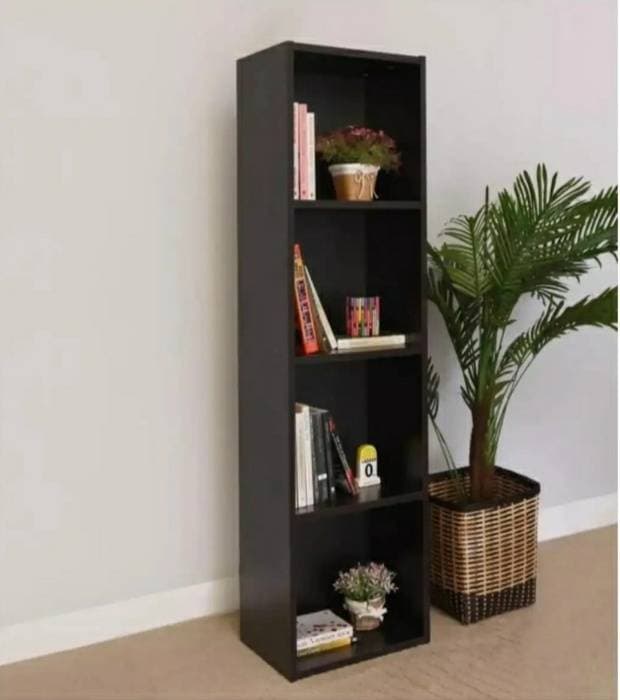 Multipurpose Wooden Book Rack And 4 Layer Book Shelf (Dark Brown)
