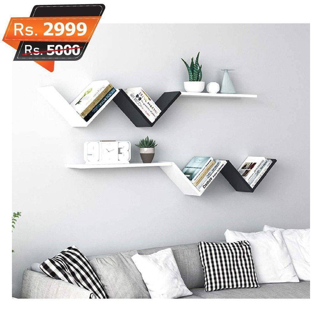 Bookshelf Wall Storage Bookcase V Shape Floating Shelves Home Decoration