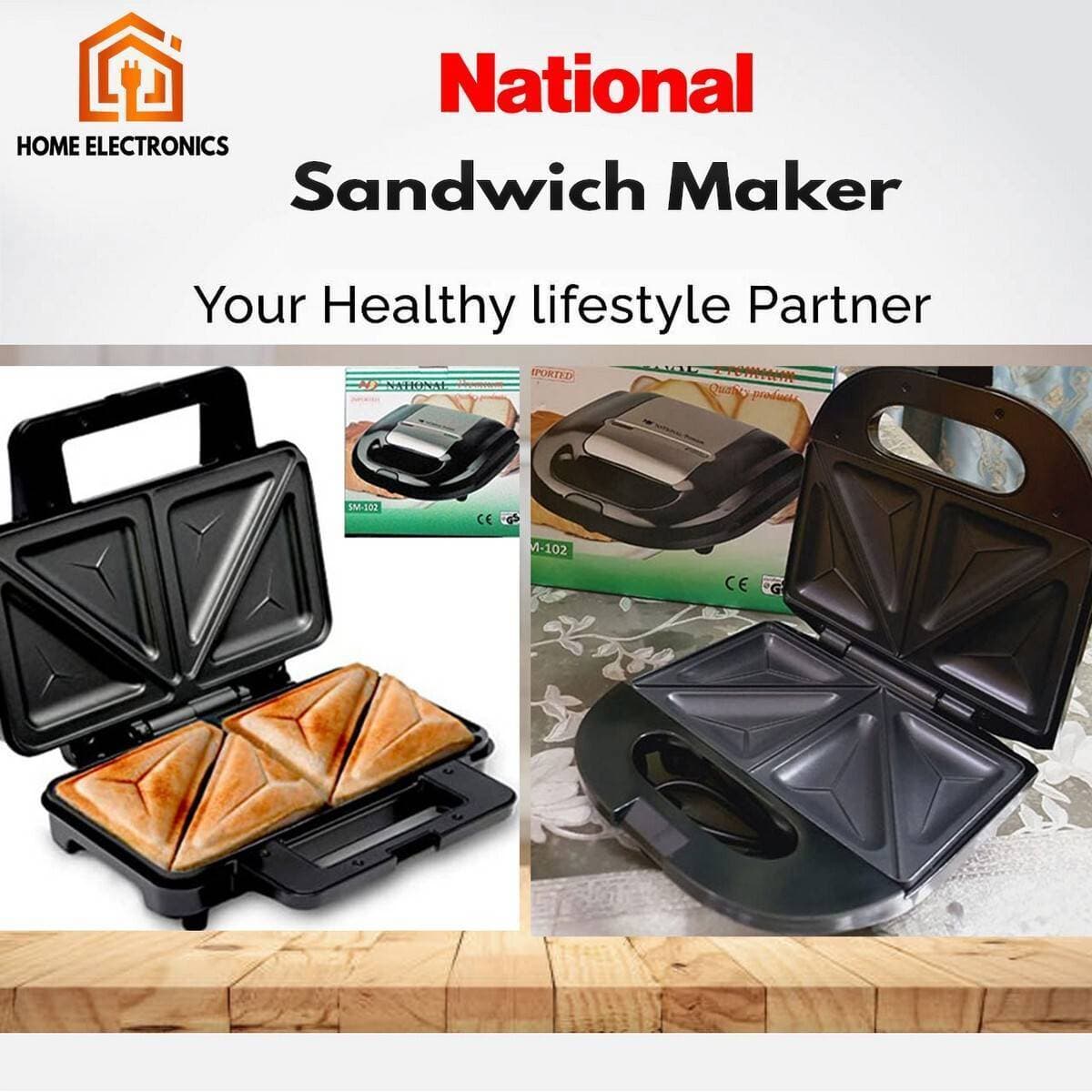 Branded Sandwich Maker With Two Years Warranty 800W Black Colour