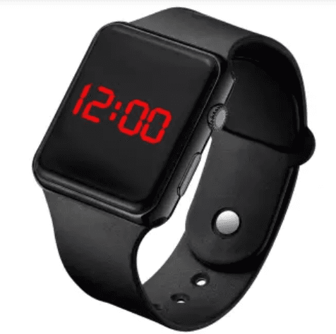 Smart Square Digital Silicon Sports Watch - Black