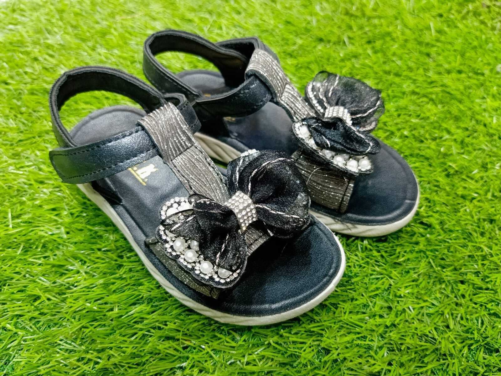 Fancy Soft Black Sandal For Girls - 1 Pair