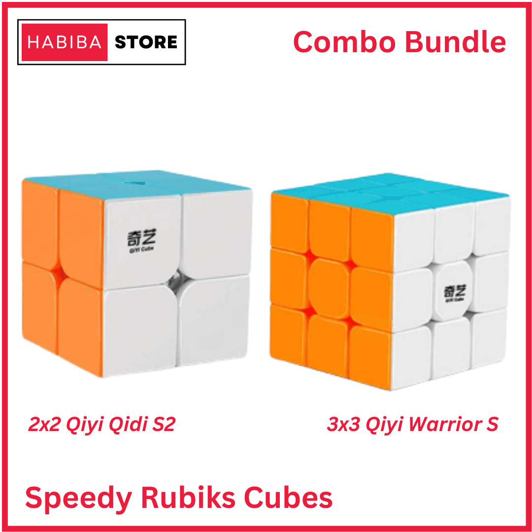 Pack of 2 Qiyi 2x2 & 3x3 Rubik Cubes Sticker Less Puzzle Toy
