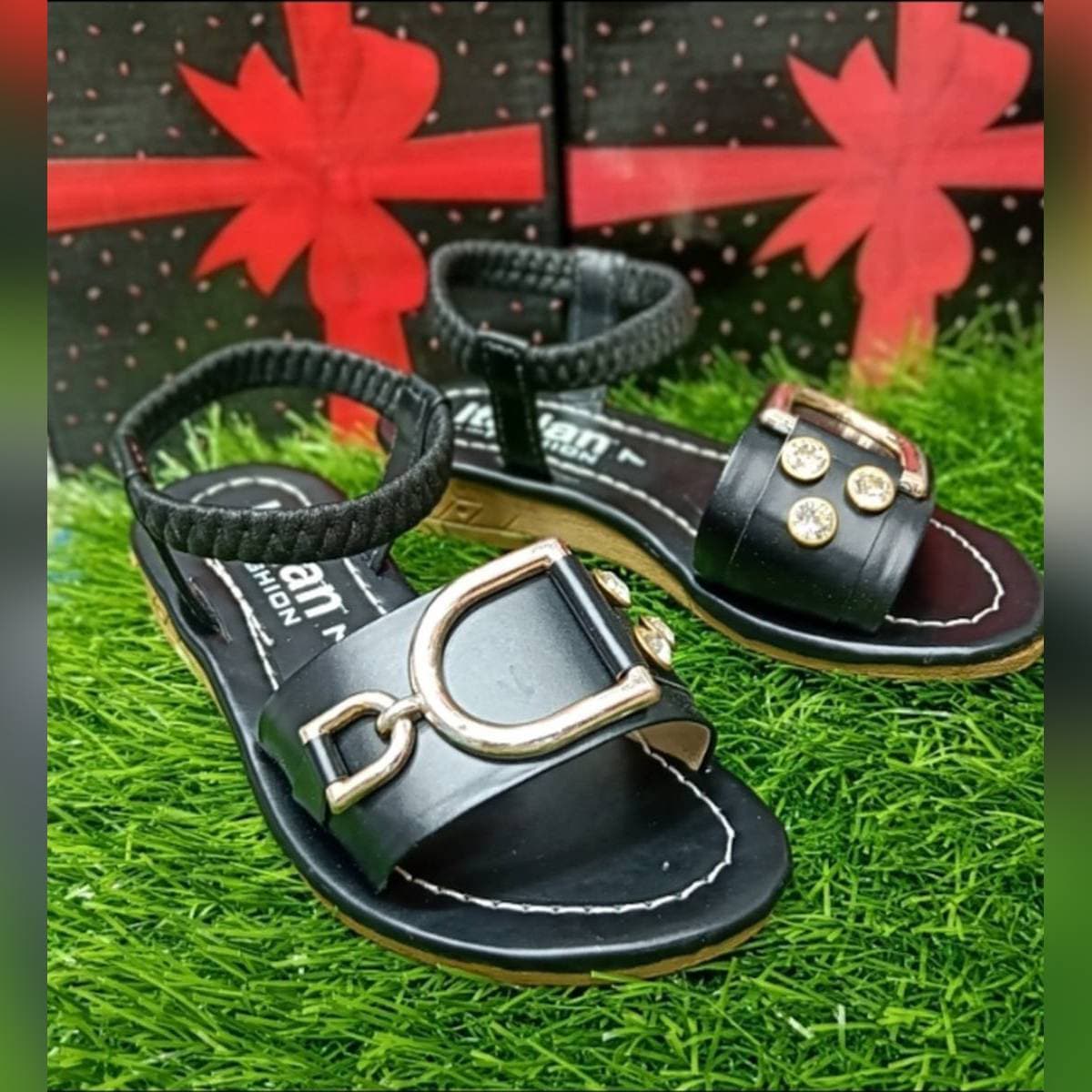 Baby Fancy Black Sandal For Girls - 1 Pair