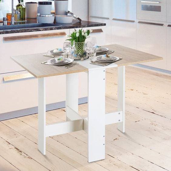 Folding Dining Table For Home - White & Brown