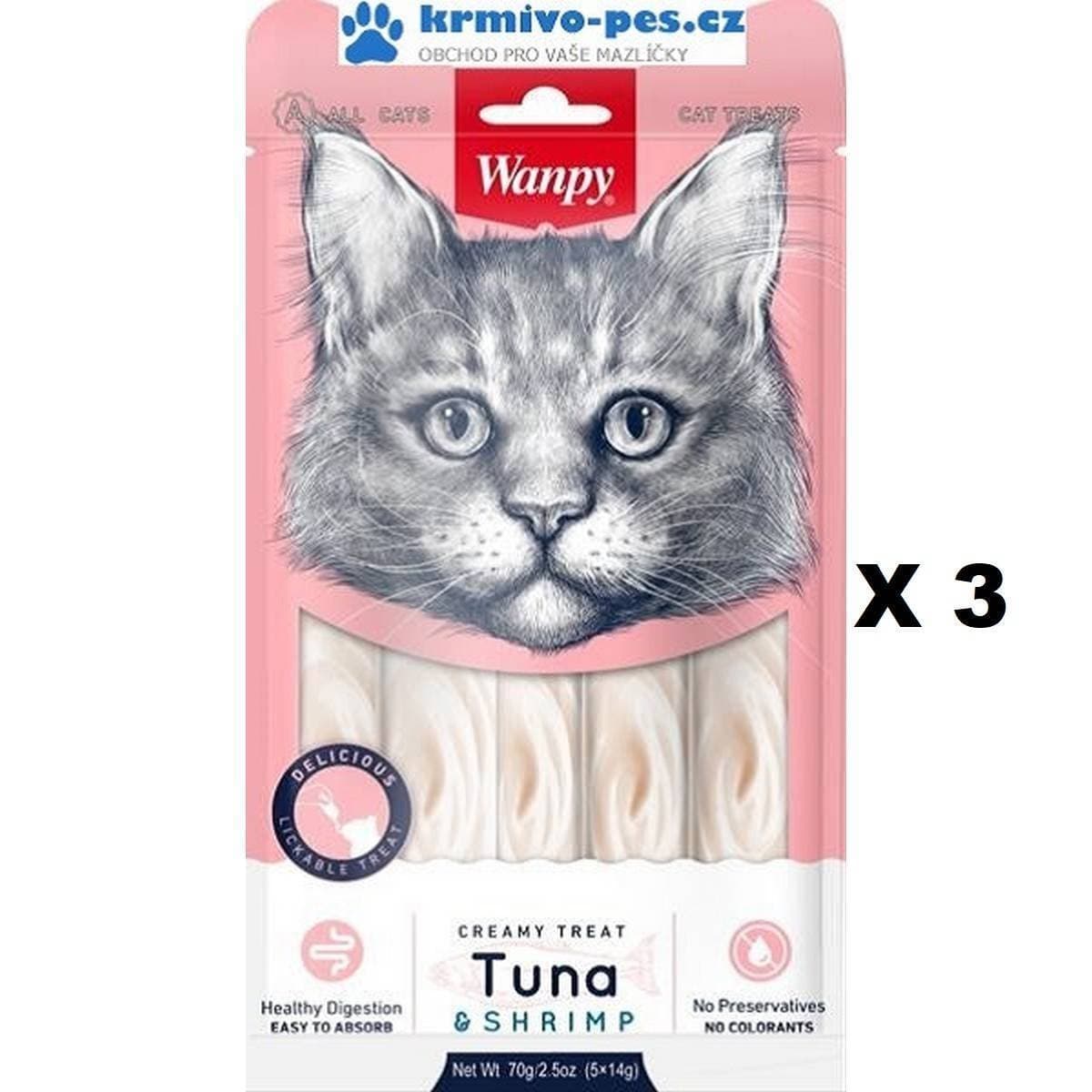 Pack of 3 - Wanpy Creamy Treat For Cats - Tuna & Shrimp