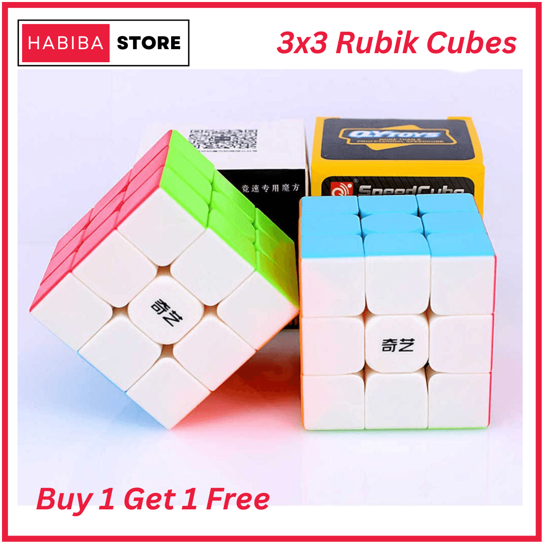 Qiyi Rubiks Cube 3x3 Sticker Less Speed Puzzle Toys (Buy 1 Get 1 Free)