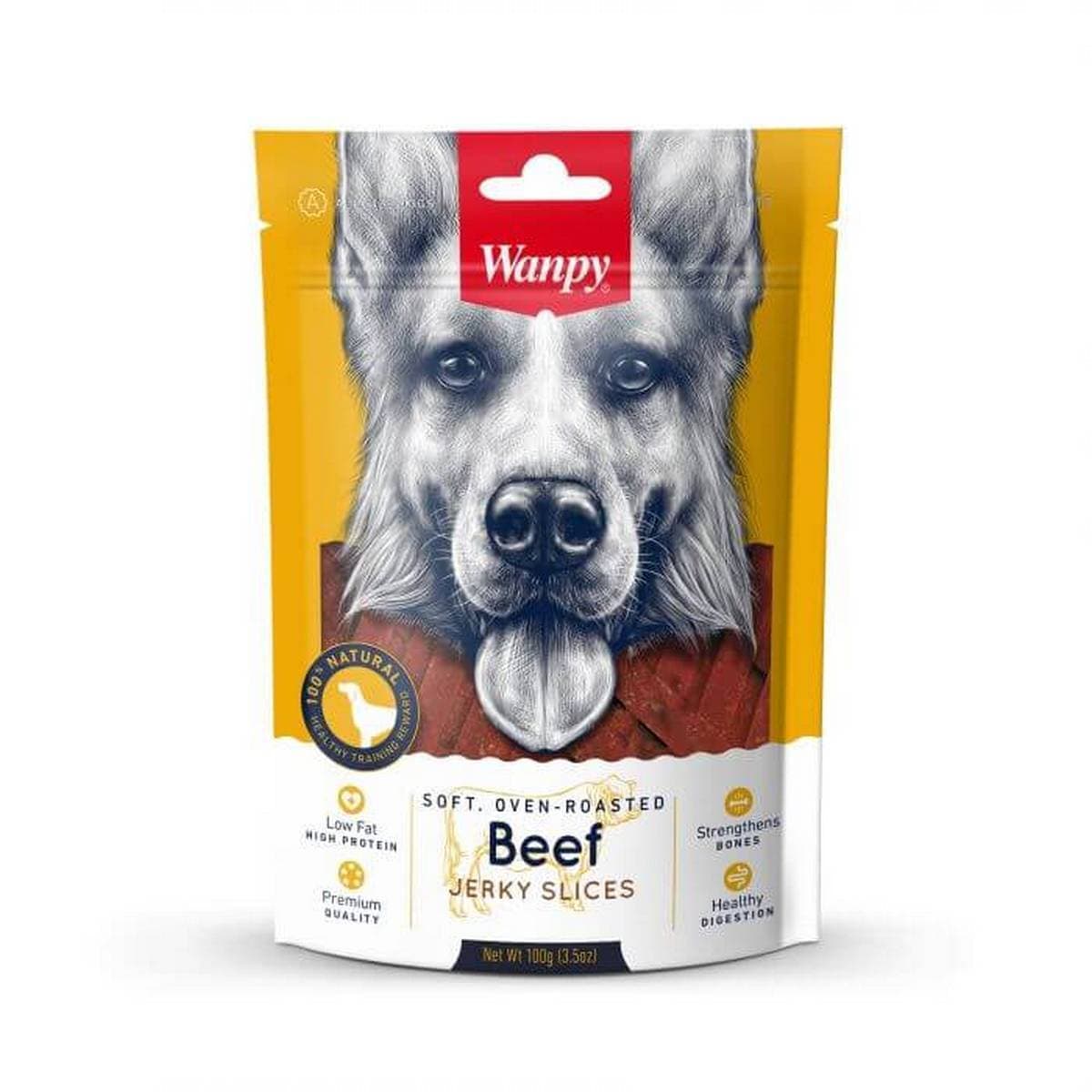 Wanpy Dog Treat Oven Roasted Beef Jerky Slices - 100g