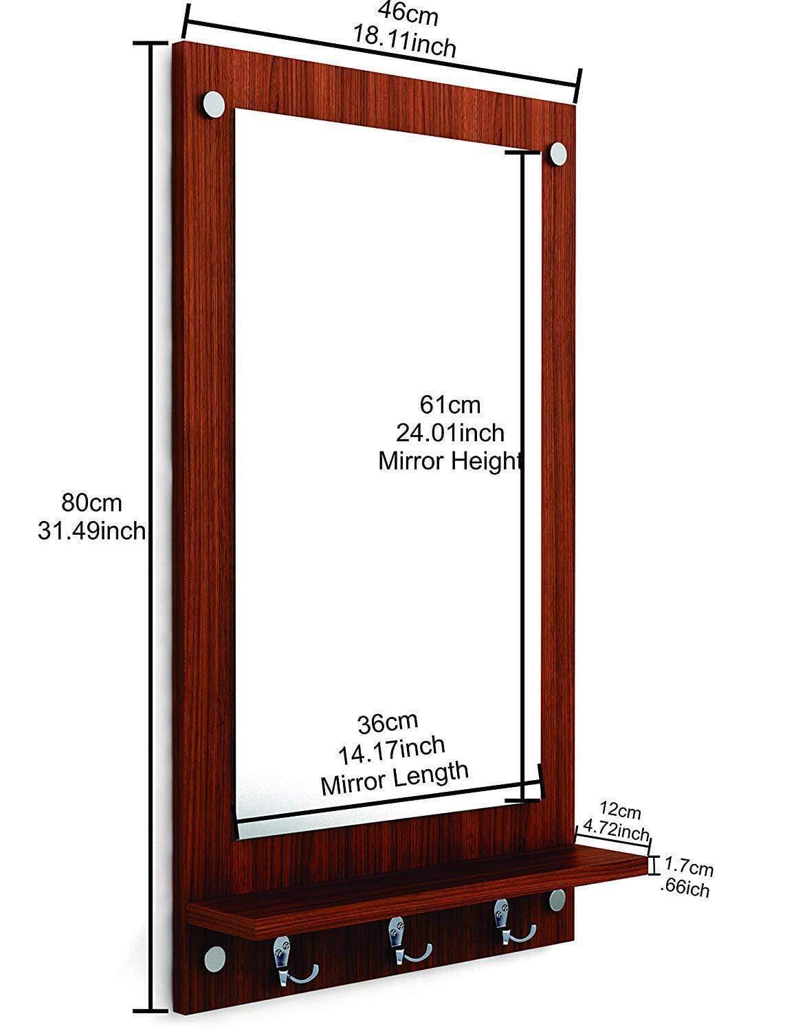 Wall Mirror with Shelf and Hanging Hook For Home