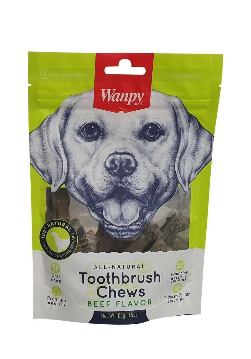 Wanpy Dog Treat Toothbrush Chews Beef Flavor - 100 Grams