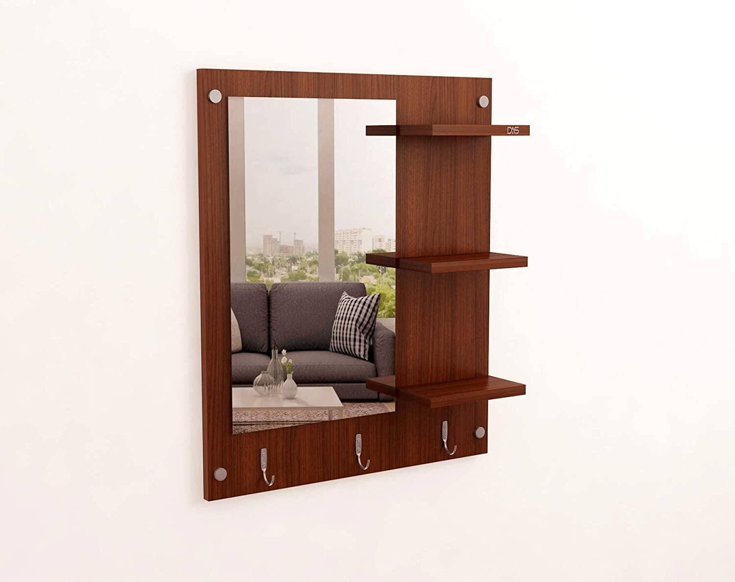 Toheed wood Wall Mount Dressing Mirror - Brown