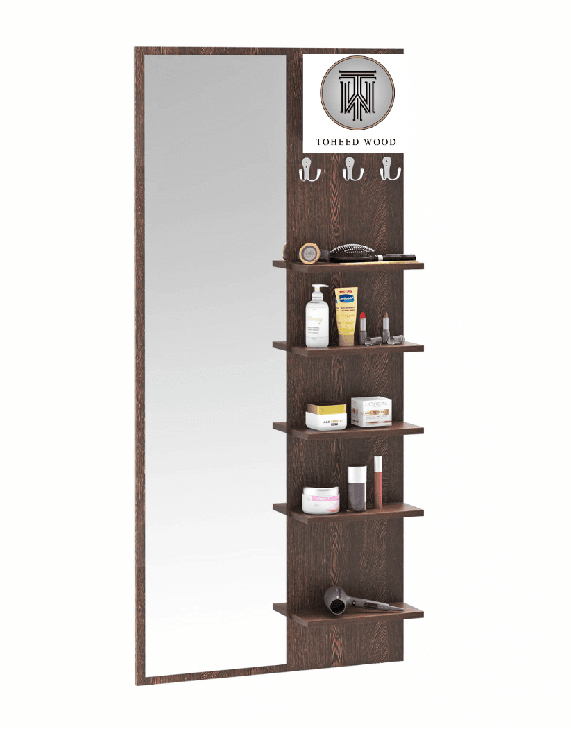 Toheed wood dressing Mirror with shelves & hanging hooks