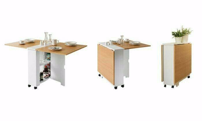 white & camel Color Clever Space folding dining table - TWDT8