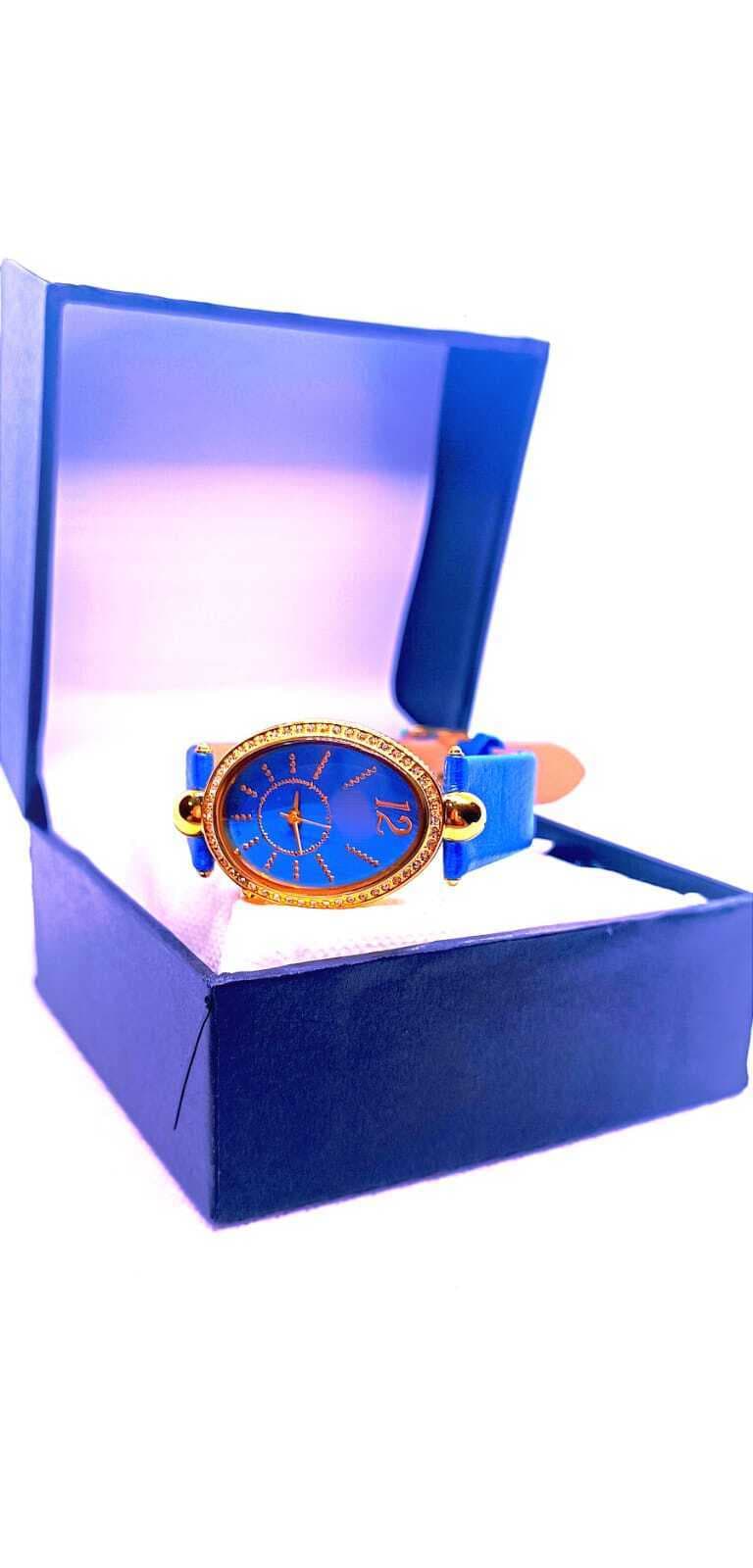 Luxury Women Blue Quartz Diamond Wrist Watch