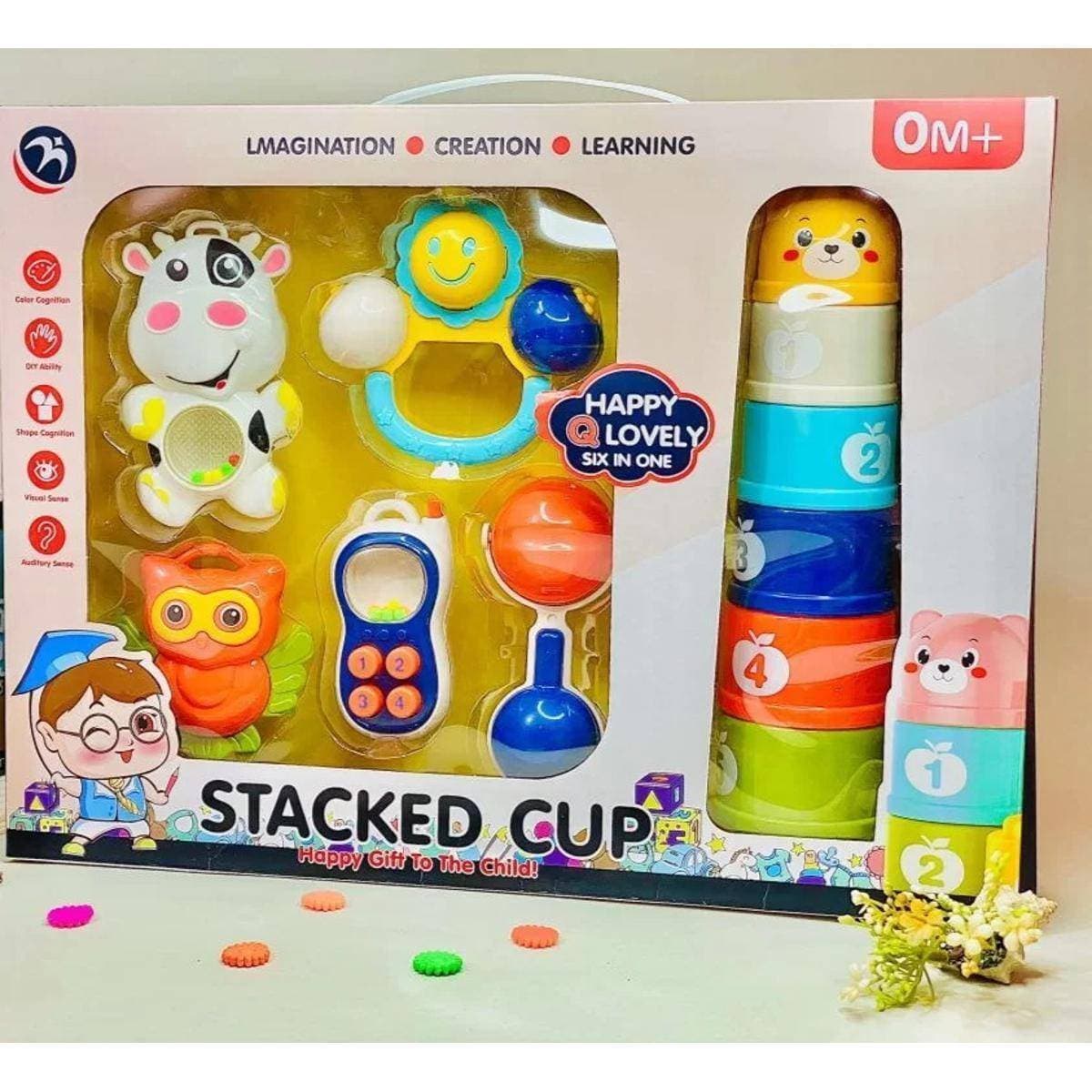 Rattle Box With Stacking Cups Set