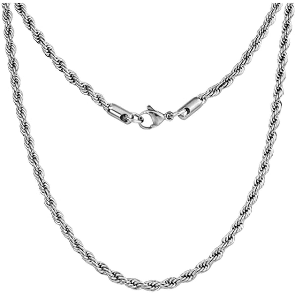 Twisted Silver Rope Chain For Men