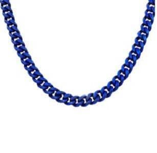 Trendy Stainless Steel Cuban Link Chain Blue