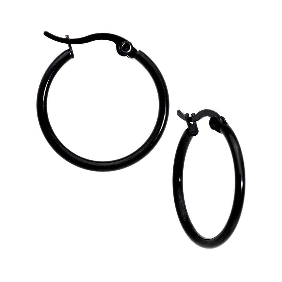 Stylish Black Stainless Steel Hoop Earrings For Women And Girls