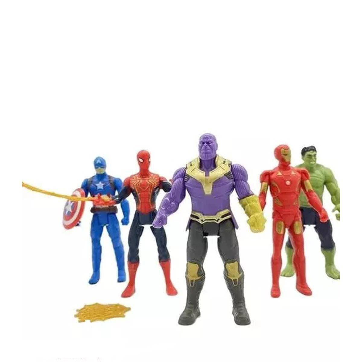 Superhero Action Figures Bundle: Captain America, Spider-Man, Iron Man, Thanos, And Hulk