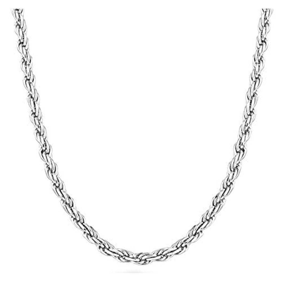 Trendy Twisted Silver Rope Chain For Men