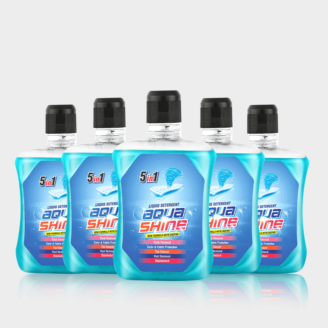 5 in 1 Aqua Shine Liquid Detergent - Pack of 5 Bottles