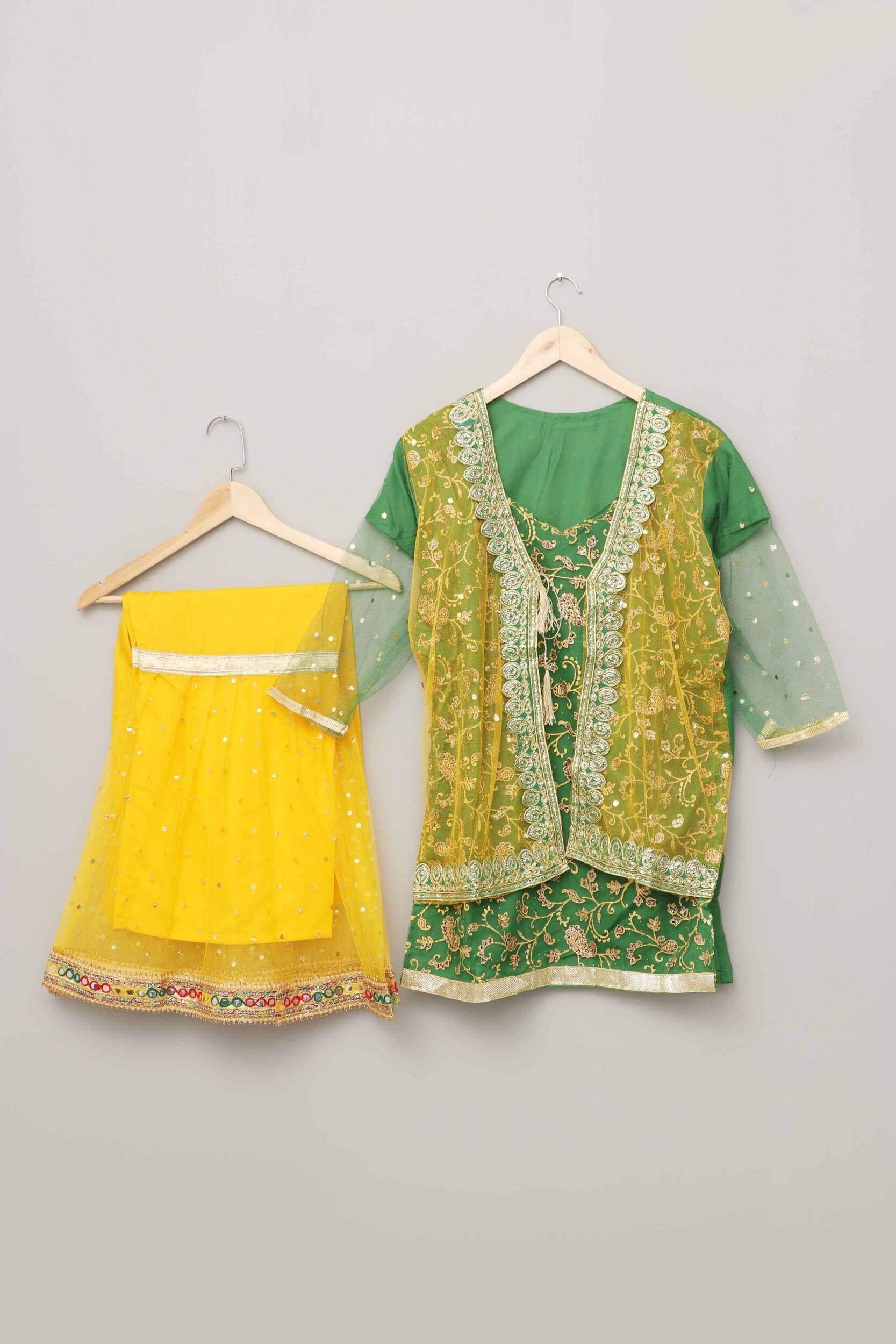 Mehndi Gorgeous Sharara And Shirt For Kids - (LXZ223)